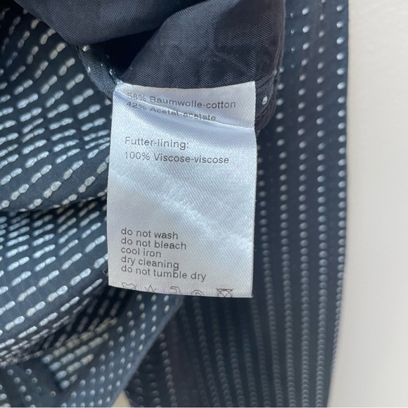 Akris Punto Slate Blue Cotton Blend Full Zip Jacket White Polka Dots Size 12 - Picture 5 of 12